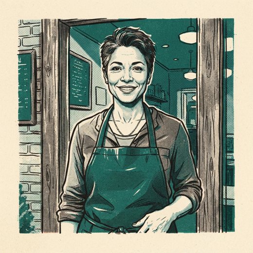 Riso portrait of a restaurant-owner persona