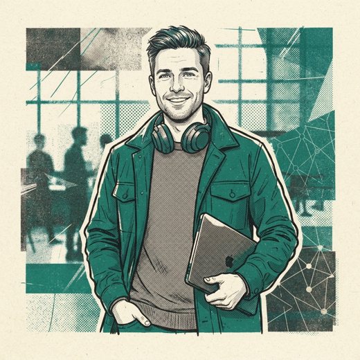 Riso portrait of an e-commerce founder persona